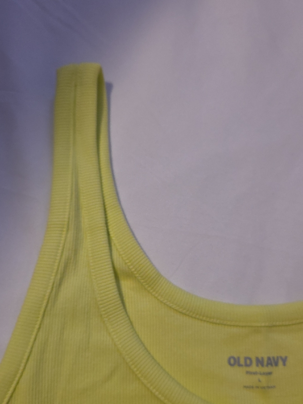 ❣️5 For $20❣️Old Navy Yellow-Lime Ribbed Scoop Tank Top - Picture 2 of 5